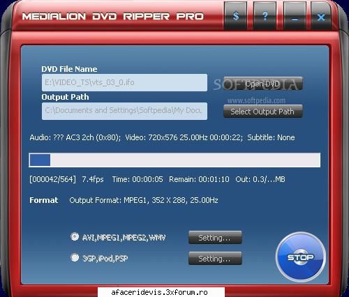 medialion dvd ripper pro v3.4.5.225 will backup dvd movies mpeg, avi, divx, wmv, wma, asf, vcd,