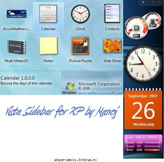 the original vista sidebar now this app install the original vista sidebar not clone into windows